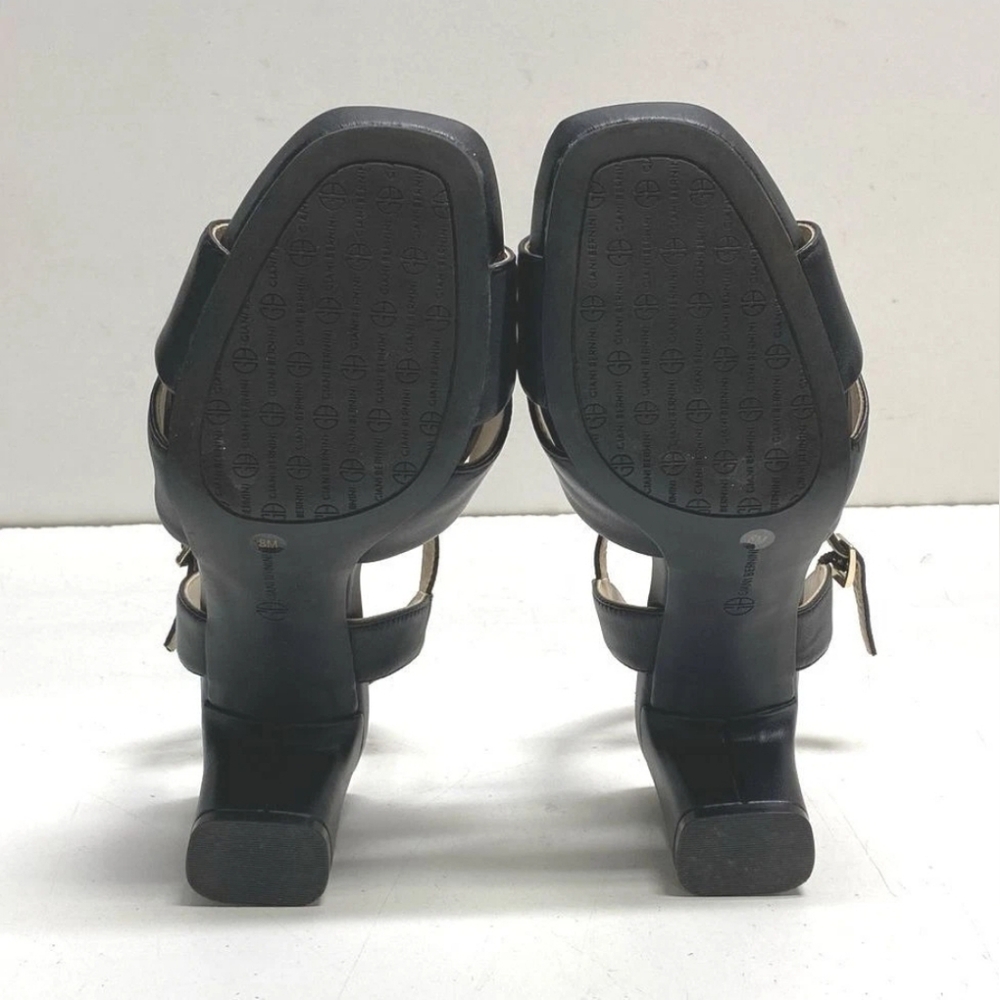 New Giani Bernini Memory Foam Leather Strappy Block Heel Sandals 8 - Picture 9 of 11